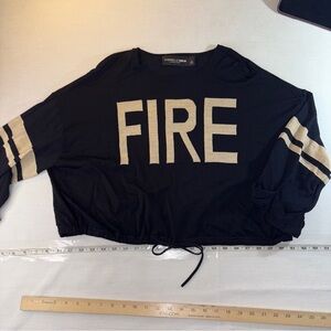 Gabrielle Union Black and Gold Women's Top Large